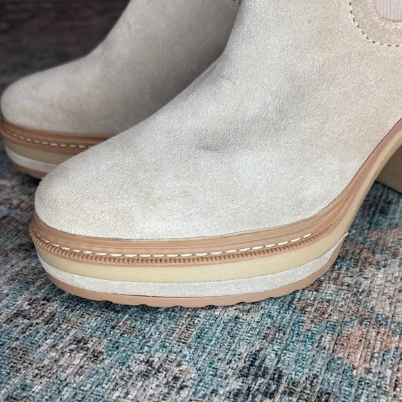 Steve Madden Lexa Cream Neutral Chunky Heeled Bootie 9 - Picture 5 of 14